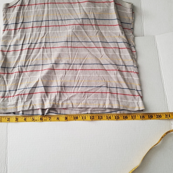 Vintage 1970s Men's Striped Tank Top. Large (please see measurements) 🇺🇸 50/50 - Picture 9 of 10